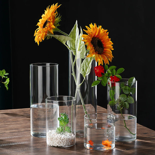 Simplism Glass Hydroponic Vase Modern Small Cylinder Flower Centerpiece Vases Use for Wedding Decor accesorios para jardin