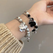 Sweet Romantic Couple Bracelet for Women Cute Black White Little Ghost Imitation