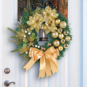 2024 Gold Ball Flower Christmas Wreath Garland with Light for Front Door