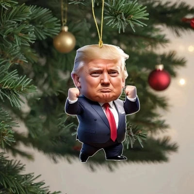 7Pcs/Set Trump-Inspired Acrylic Christmas Decor Hanging Ornament for Car and Tree