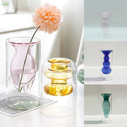 Creative Double Layered Colored Glass Vase Aromatherapy Bottle Hydroponic Flower Pot Home Table Flower Arrangement Decoration