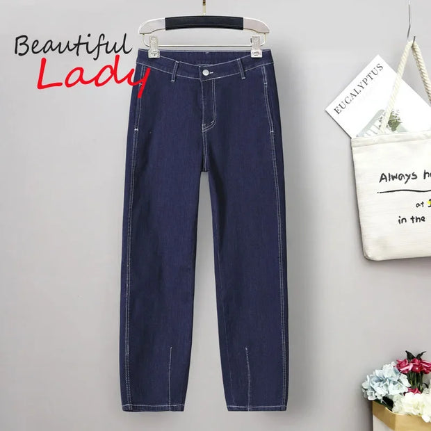 Summer Plus Size Jeans Woman High Waist Baggy Jeans for Women