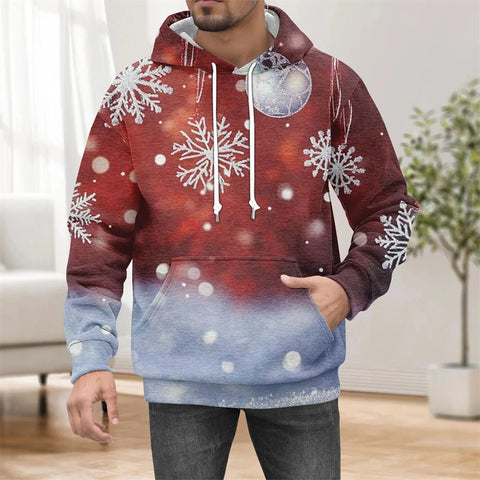 Fashion Christmas Themed men's Oversize Pullover 3D Printed Christmas Tree Snow men's Hoodies