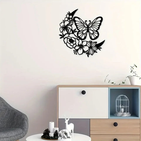 Moon Phase Boho Wall Pediments, Wall Decor Nordic Moon  Art Decor Flower Butterfly Metal  Art Moon Phase Wall Hanging gift