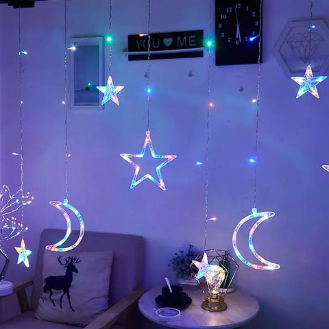 Halloween Decoration LED Copper Wire Star Light Christmas Garland Wedding Curtain Lamp