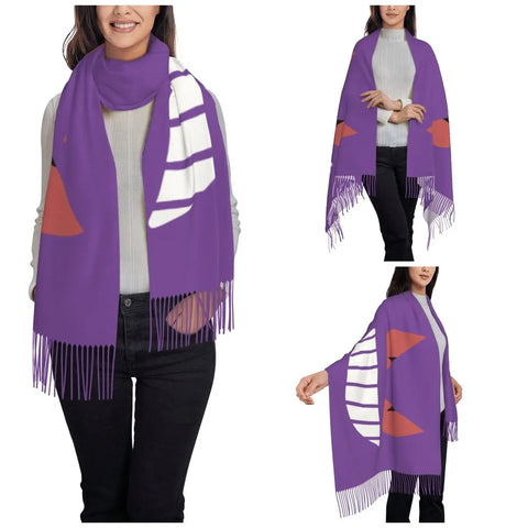 Womens Scarf with Tassel Pokemon Gengar's Face Large Winter Fall Shawl