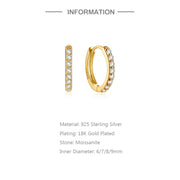 Aide D Color Moissanite Hoop Earrings For Women 925 Sterling Silver 18K Gold Plated