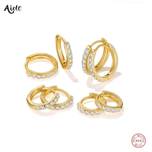 Aide D Color Moissanite Hoop Earrings For Women 925 Sterling Silver 18K Gold Plated