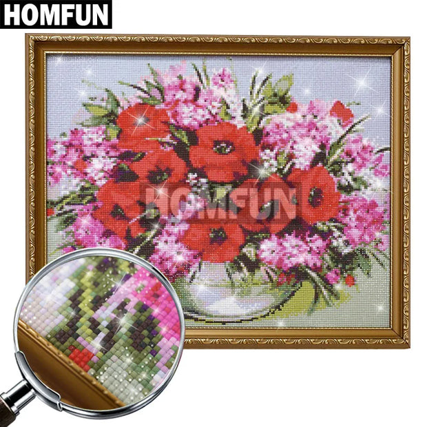 HOMFUN Diamond painting "Flowers Butterflies" Full Square/Round Drill Wall Decor Inlaid Resin Embroidery Craft Cross stitch