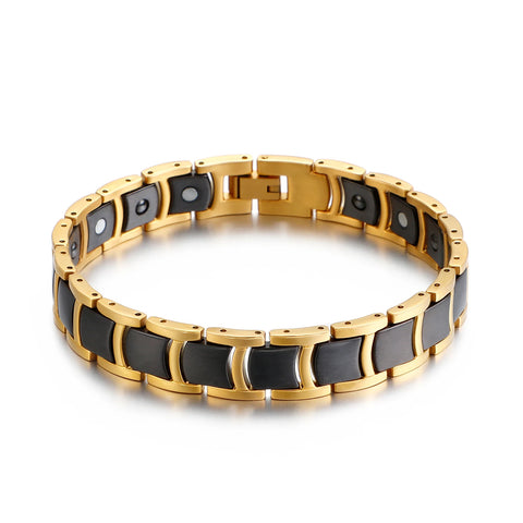 12mm Gold Black White Color Ceramic Bracelet Magnet Stainless Steel Men Bangle Fashion Women