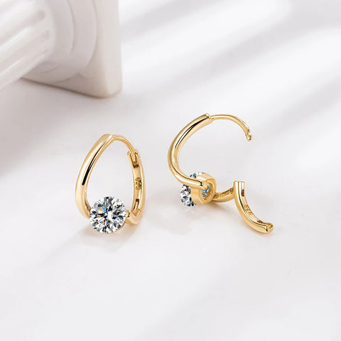 925 Sterling Silver Crystal Jewelry Fashion Spiral Hoop Earrings For Women