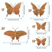 15 Pcs Creative Rustic Metal Butterfly Outdoor Wall Art Decor Rusty Metal Garden Decor for Garden Fence Yard Decoration Crafts