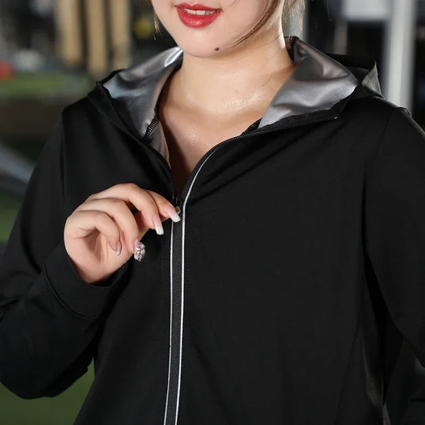 New Sauna Suit Women Plus Size Gym Clothing Sets for Sweating Weight Loss Female Sports Active Wear Slimming Tracksuit Women