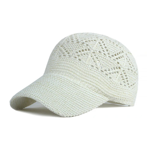 Summer Women's Hollow baseball cap Breathable Knit Hat Holiday Mesh Hat Adjustable Cap Sun Hat