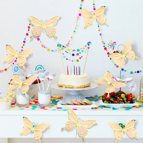 12 sets 3D Large Butterfly Party Decoration 2 Layer Giant Paper Big Butterfly Stickers Wall Decoration for Birthday Baby Shower